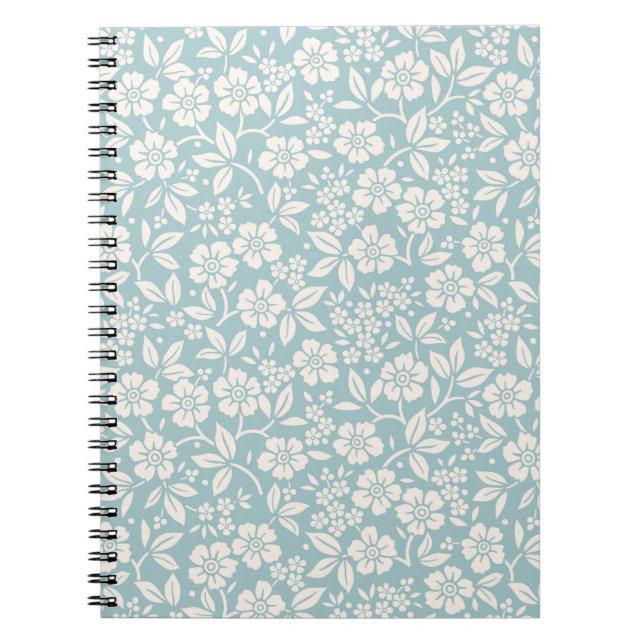 Floral pattern. Pretty flowers on grey blue backgr Notebook (Front)