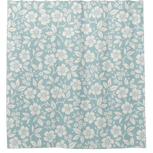 Floral pattern. Pretty flowers on grey blue backgr Shower Curtain