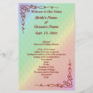 Floral Pattern Rainbow Autumn Wedding Program