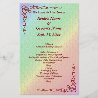 Floral Pattern Rainbow Autumn Wedding Program