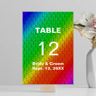 Floral Pattern Rainbow Autumn Wedding Table Number