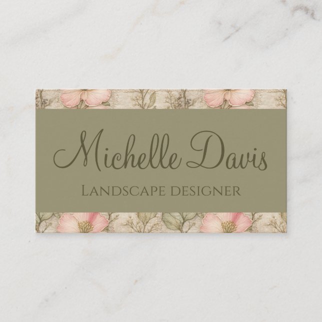Floral Pattern Romantic Botanical Blossom Business Card (Front)