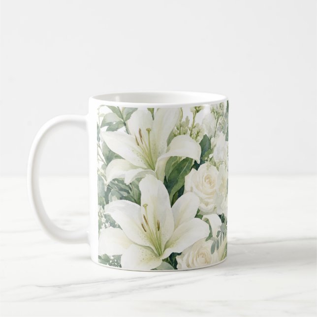 floral pattern roses coffee mug (Left)