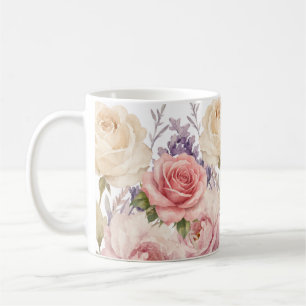 floral pattern roses coffee mug