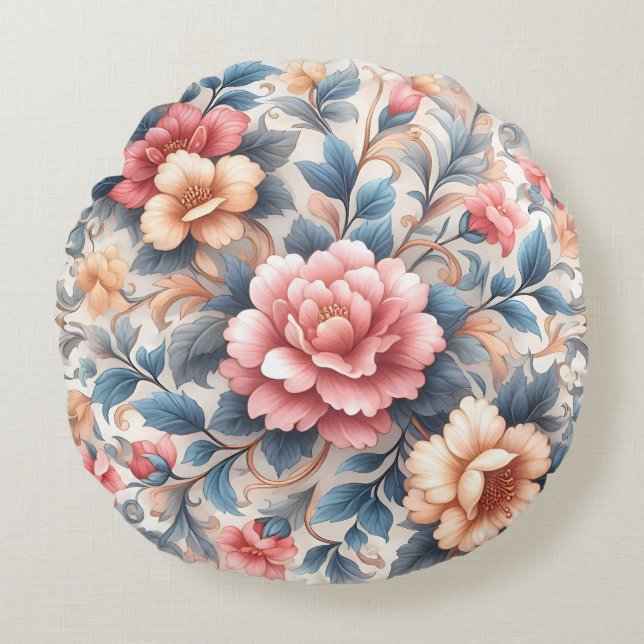 Floral pattern round cushion (Front)