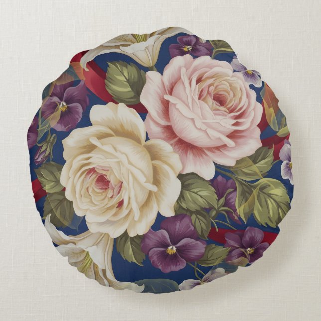 Floral Pattern Round Cushion (Back)