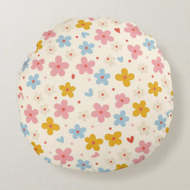 Floral Pattern Round Cushion (Front)