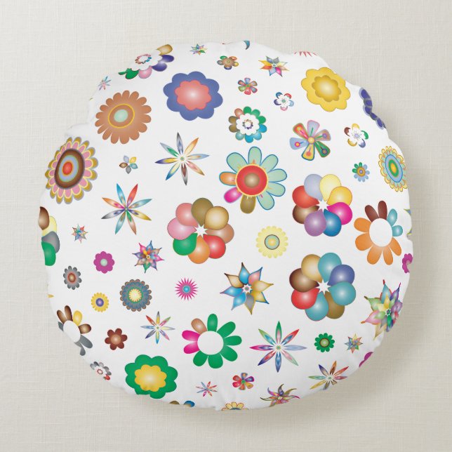 Floral Pattern Round Cushion (Front)