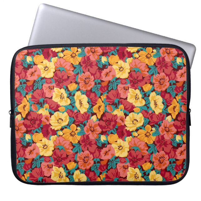 Floral pattern seamless retro. Anemones Laptop Sleeve (Front)