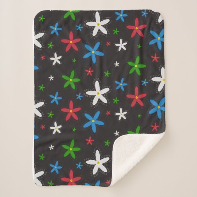 Floral Pattern  Sherpa Blanket (Front)