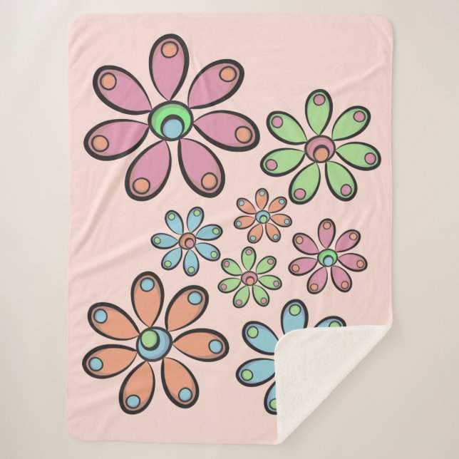 Floral Pattern Sherpa Blanket (Front)