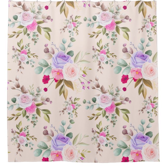 Floral Pattern Shower Curtain (Front)