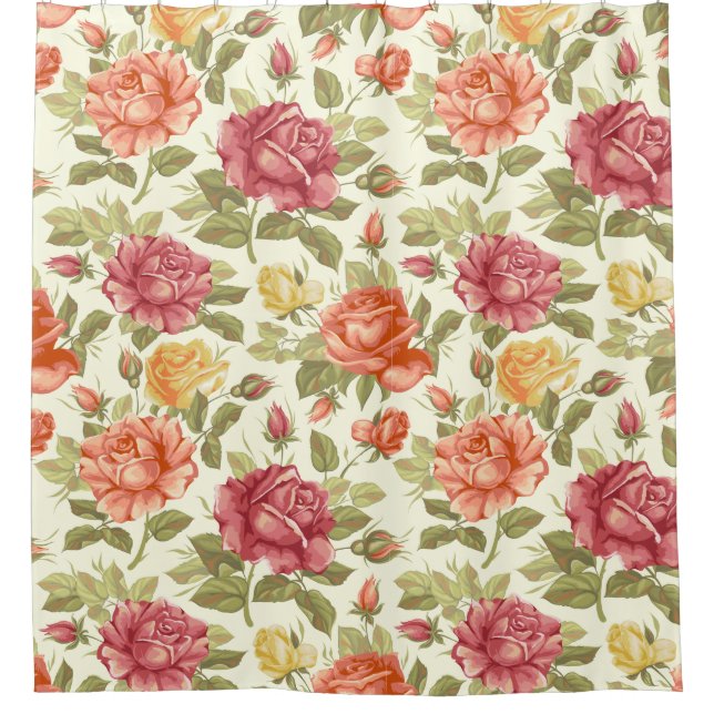 Floral Pattern Shower Curtain (Front)