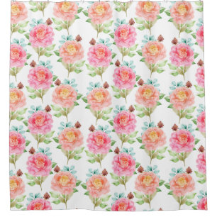 Floral pattern shower curtain
