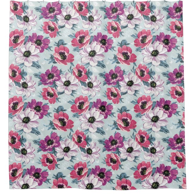 Floral Pattern Shower Curtain (Front)