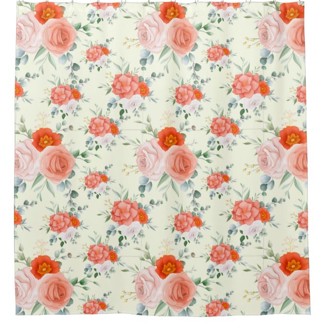 Floral Pattern Shower Curtain (Front)
