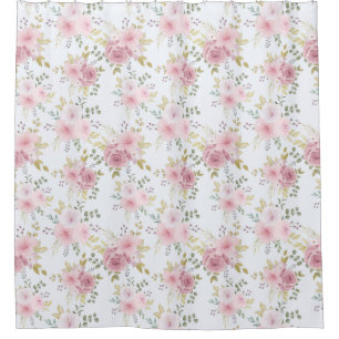 Floral pattern shower curtain