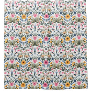 Floral pattern shower curtain