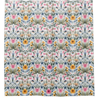 Floral pattern shower curtain