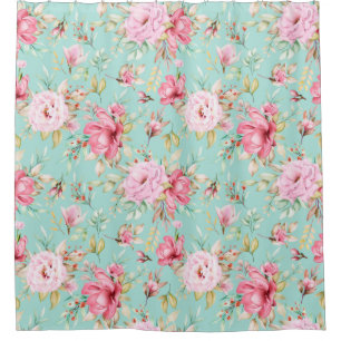 Floral pattern shower curtain