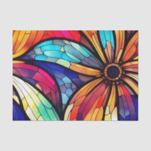 Floral Pattern Stained Glass Decoupage  Tissue Paper