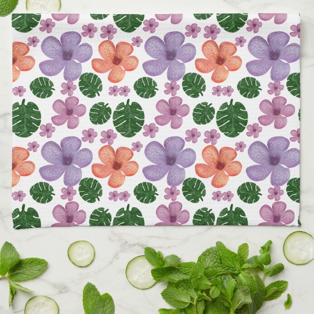 Floral pattern  tea towel (Folded)