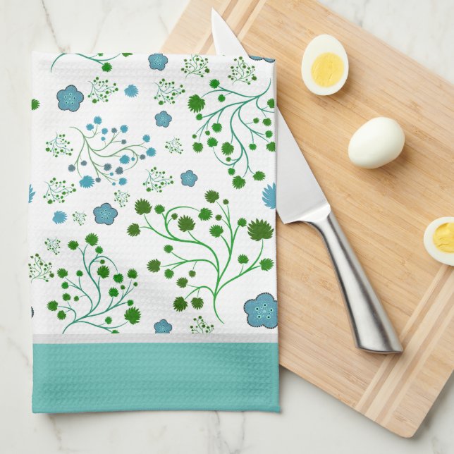 Floral pattern tea towel (Quarter Fold)