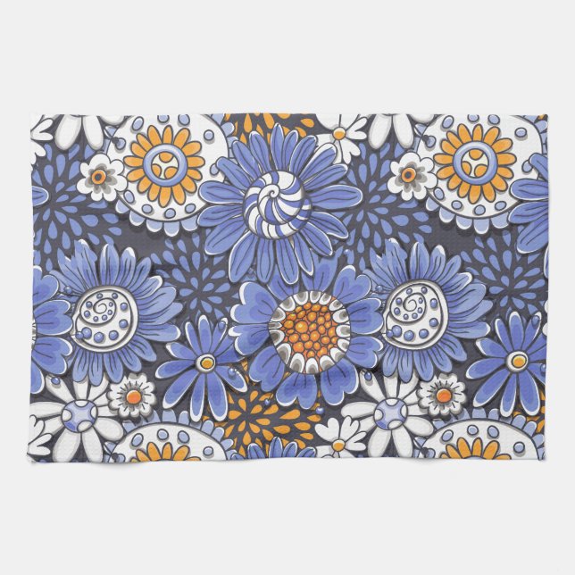 Floral pattern tea towel (Horizontal)