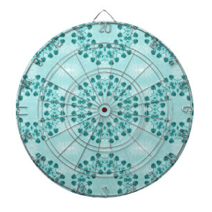 Floral Pattern, Teal Blue Dartboard