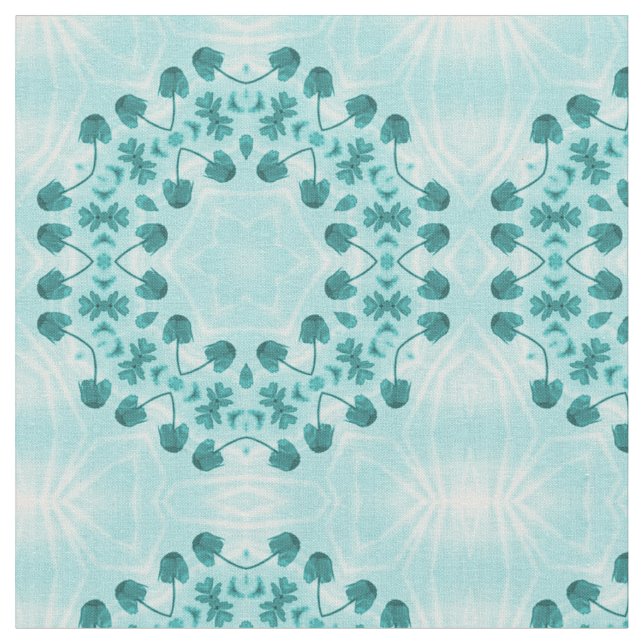 Floral Pattern, Teal Blue Fabric (Close Up)