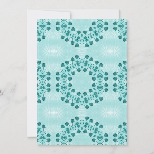 Floral Pattern, Teal Blue Holiday Card (Front)