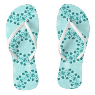 Floral Pattern, Teal Blue Jandals