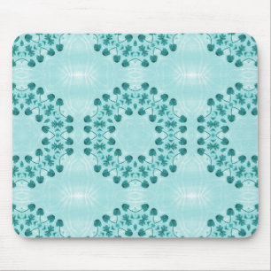 Floral Pattern, Teal Blue Mouse Pad