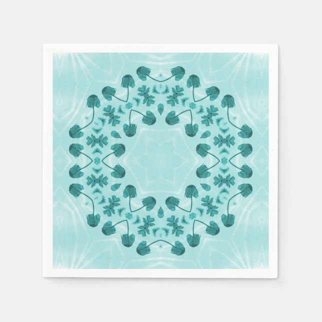 Floral Pattern, Teal Blue Napkin (Front)