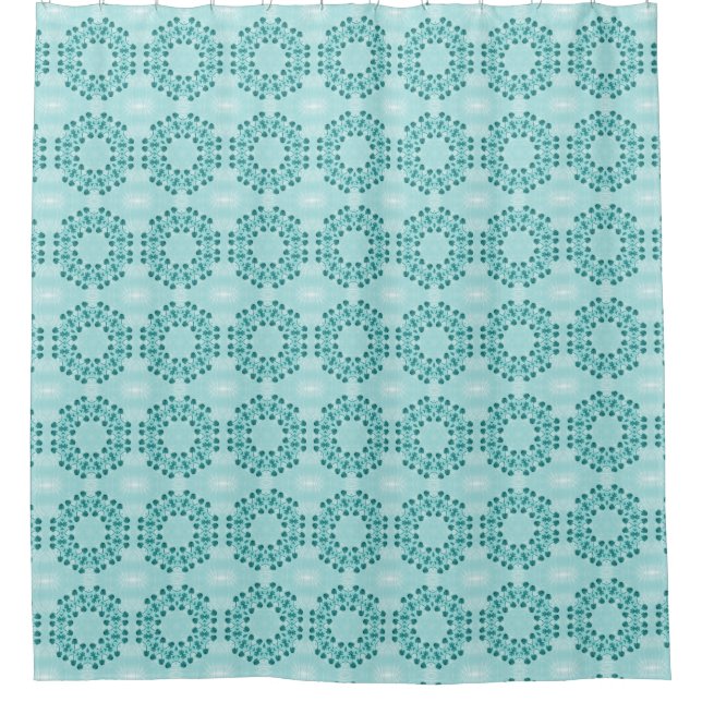 Floral Pattern, Teal Blue Shower Curtain (Front)