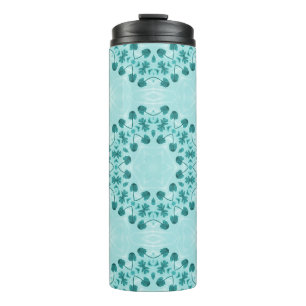 Floral Pattern, Teal Blue Thermal Tumbler