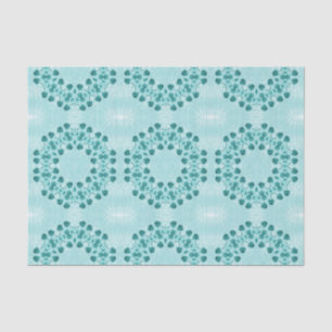 Floral Pattern, Teal Blue Tissue Paper
