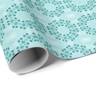 Floral Pattern, Teal Blue Wrapping Paper