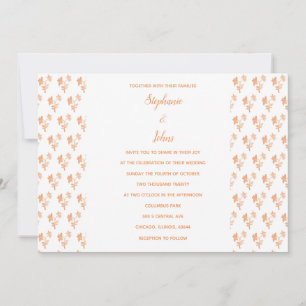 Floral Pattern Terracotta Rustic Orange Wedding Invitation
