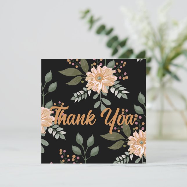 Floral Pattern Thank You Card (Standing Front)