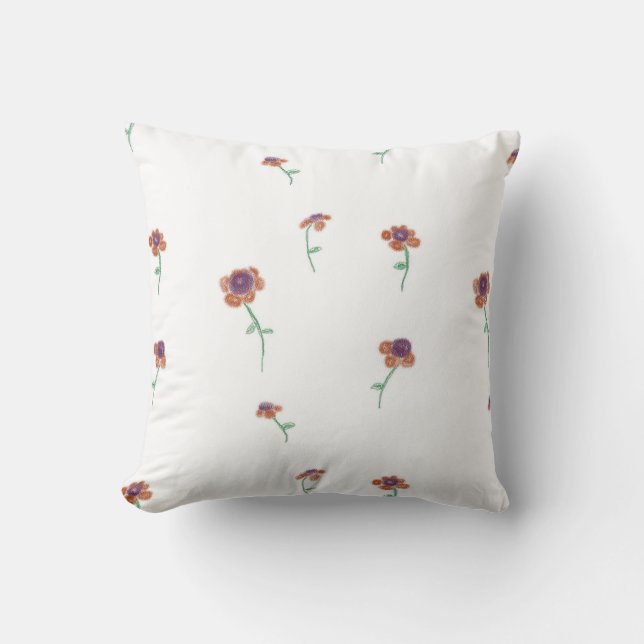 Floral Pattern Throw Pillow (Front)