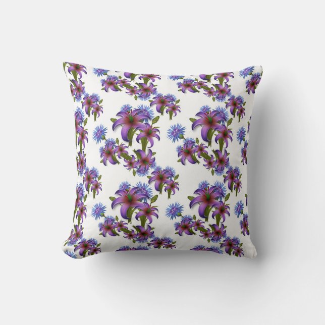 Floral Pattern Throw Pillow (Front)