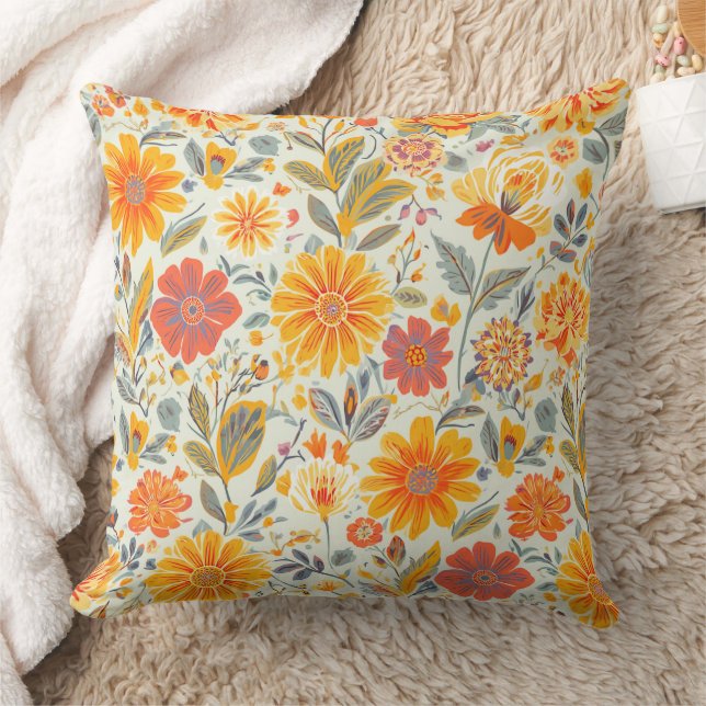 Floral Pattern Throw Pillows (Blanket)