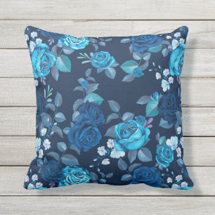 Floral pattern Vintage blue roses Cushion
