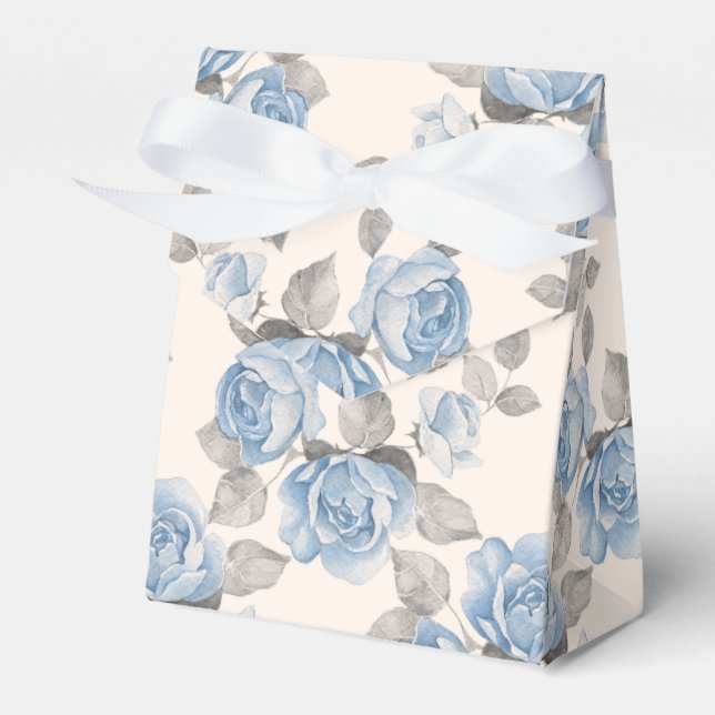 Floral pattern. Vintage blue roses Favour Box (Front Side)