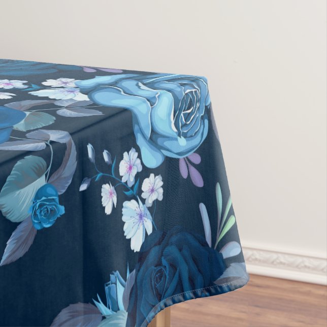 Floral pattern Vintage blue roses Tablecloth (In Situ)