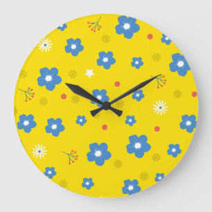 floral pattern wall clock for kids room
