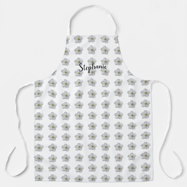 Floral Pattern Wedding Bridesmaid Flowergirl White Apron (Front)