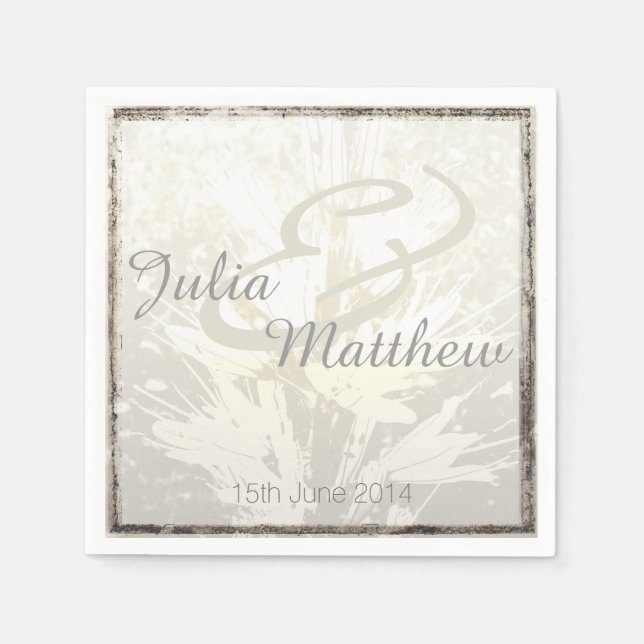 Floral Pattern Wedding Customisable Paper Napkins (Front)
