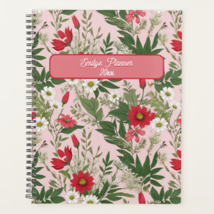 Floral Pattern Wild flowers Pink and white Leaves Planner